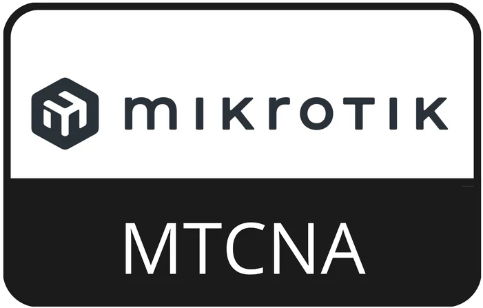 logo mikrotik + egzamin certyfikacyjny MTCNA