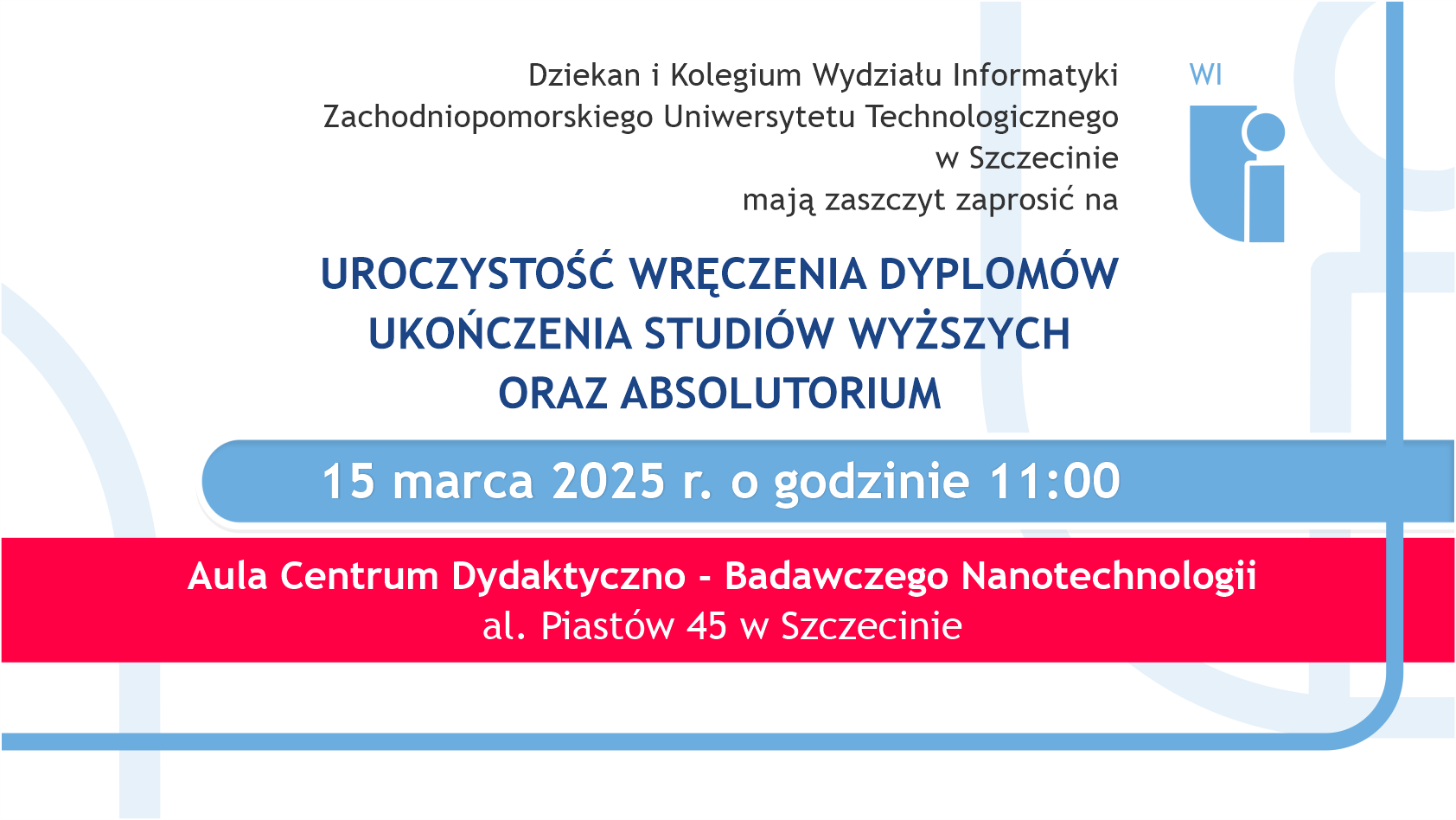 Zaproszenie na uroczyste rozdanie dyplomów i absolutorium